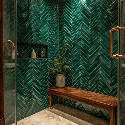 Emerald Herringbone Shower