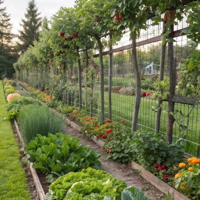 Garden Trellis with Climbing Plants