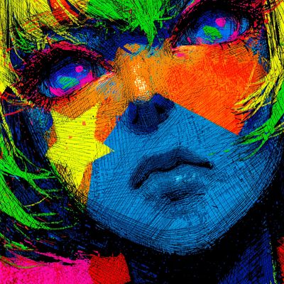 Abstract Portrait with Vibrant Colors