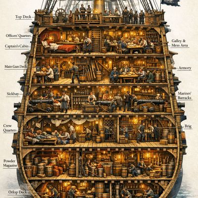 Cross-section of a historical ship