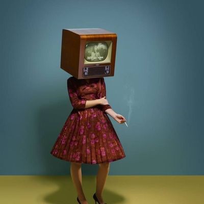 TV Headed Woman Smoking