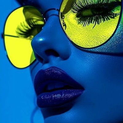 Blue Face with Yellow Sunglasses