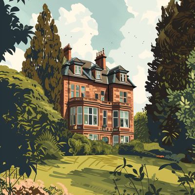 Victorian Mansion Amidst Lush Greenery