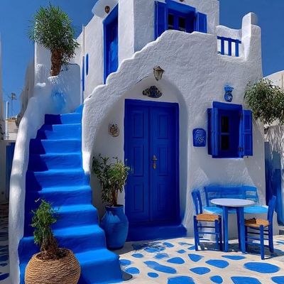 Greek Island Blue Facade