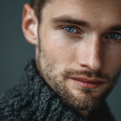 Close-up of a man with blue eyes and beard