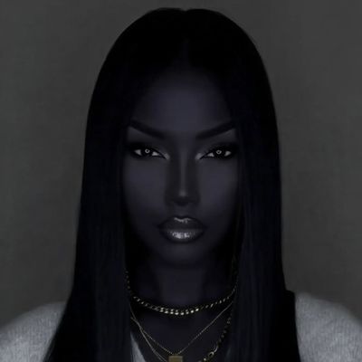 Dark-skinned Woman with Long Hair