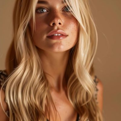 Blonde Model in Leopard Print Top