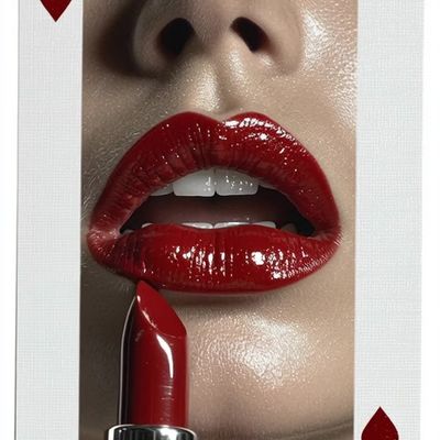 Red Lips on Ace Card