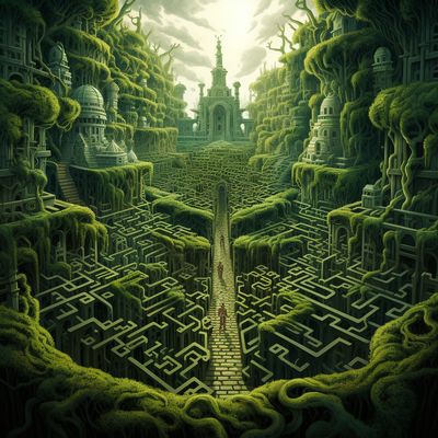 Moss-covered labyrinth