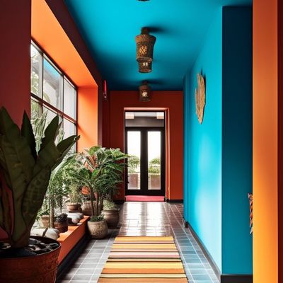 Vibrant Hallway with Plants