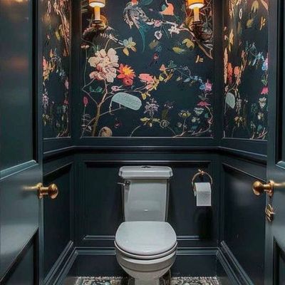 Elegant Dark Floral Toilet Room