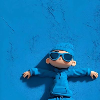 Blue Guy Peeking
