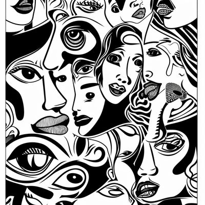 Abstract Faces in Black and White