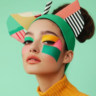 Colorful Geometric Face Art