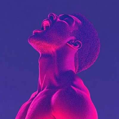 Abstract Male Figure in Neon Pink