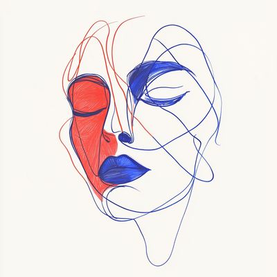 Abstract Line Art Face