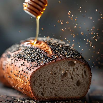 Honey Drizzled on Seed Bread