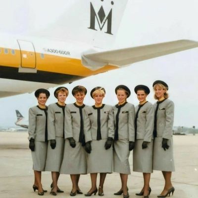 Airline Stewardesses in Uniform