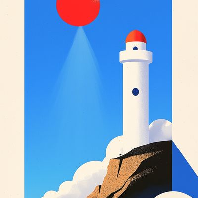 Lighthouse Under the Red Sun