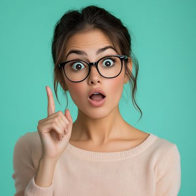 Surprised Woman Pointing Finger