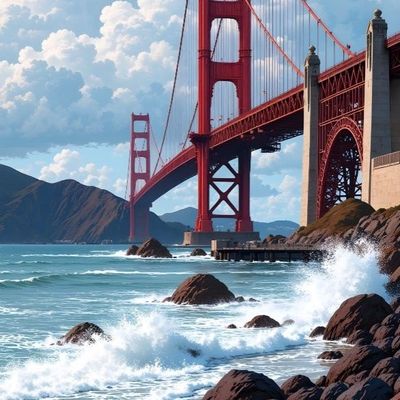 Golden Gate Bridge Crashing Waves