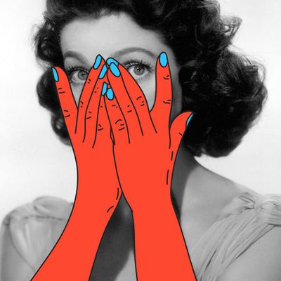 Red Hands Covering Eyes