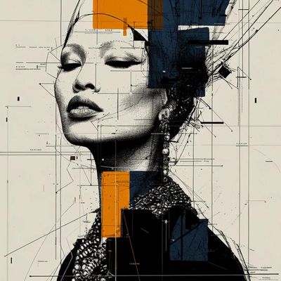 Abstract Portrait with Geometric Elements