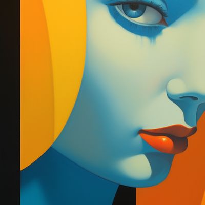 Blue Woman with Red Lips
