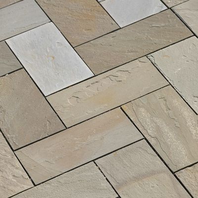 Natural Stone Tiles in Herringbone Pattern