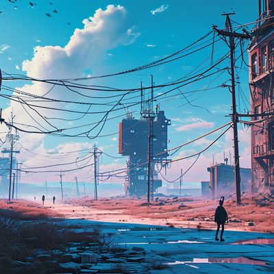 Post-apocalyptic urban landscape