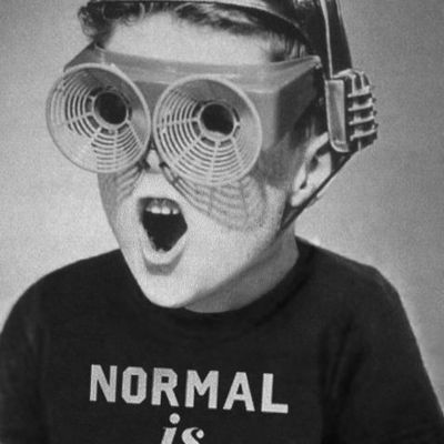 Child wearing futuristic goggles