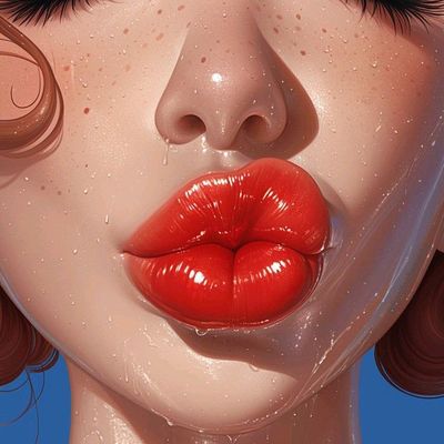 Glossy Red Lips