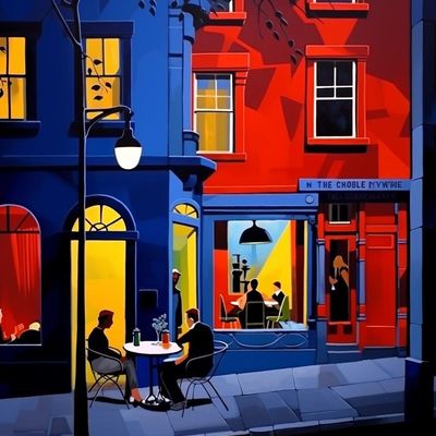 Colorful Cafe Scene