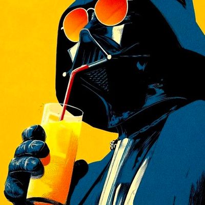 Darth Vader Drinking Orange Juice