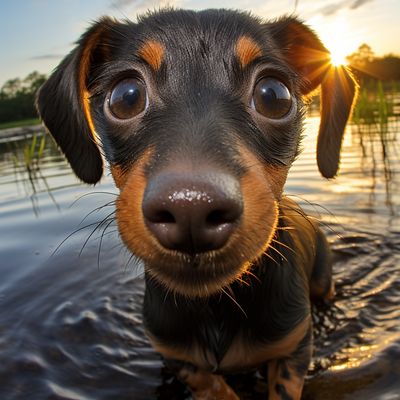 Adorable Dachshund in Water