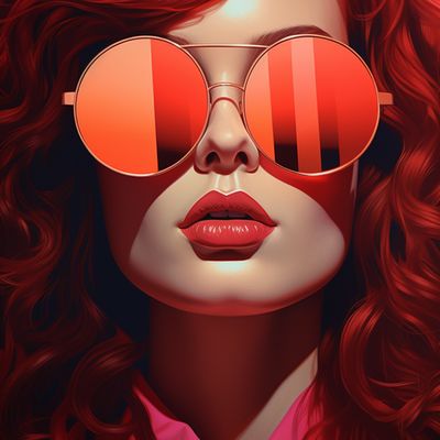Red-Haired Woman in Oversized Sunglasses