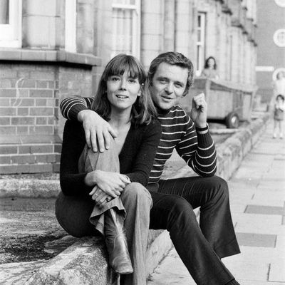 Couple sitting on steps