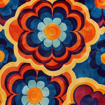 Vibrant Retro Floral Rug