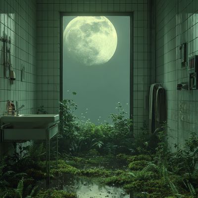 Moonlit Abandoned Bathroom