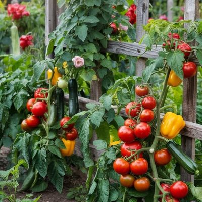 Garden Bounty: Tomatoes, Peppers, Cucumbers