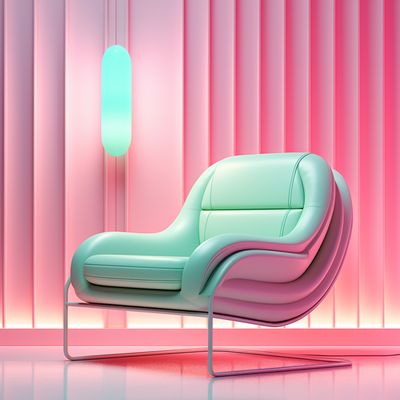 Modern Mint Chair in Pink Neon Room
