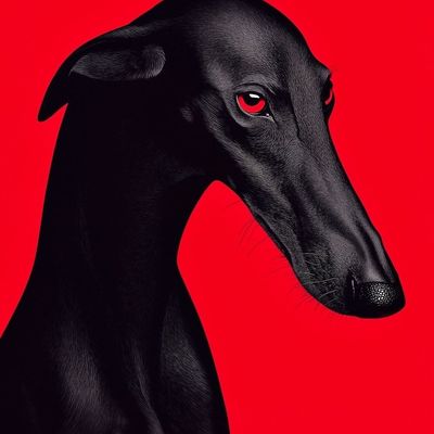 Black Greyhound on Red