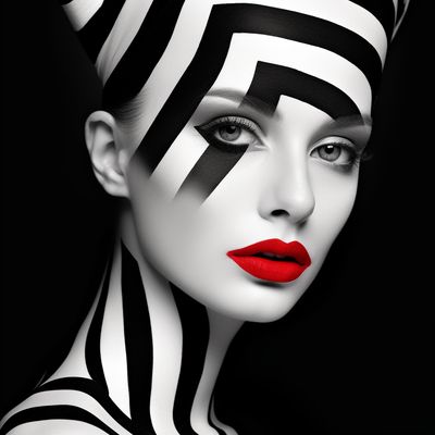 Fashion Model with Striped Headscarf