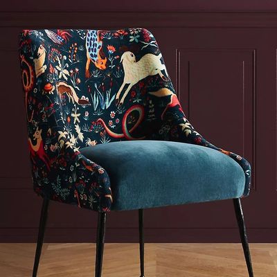 Velvet Chair with Intricate Animal Print