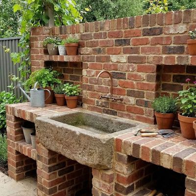 Outdoor Brick Sink Garden Station