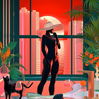 Fashioned Figure in Futuristic Setting
