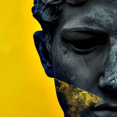 Dark Statue with Golden Mouth
