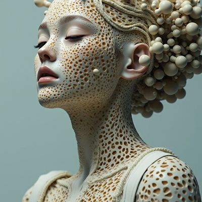 Sculptural Portrait with Textured Skin