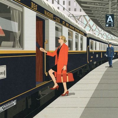 Vintage Train Station Scene
