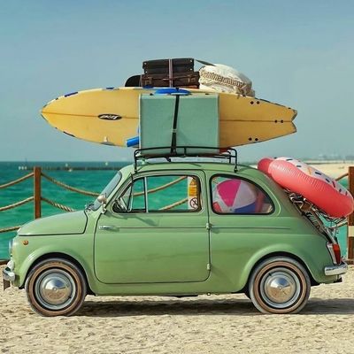 Vintage Fiat Beach Adventure